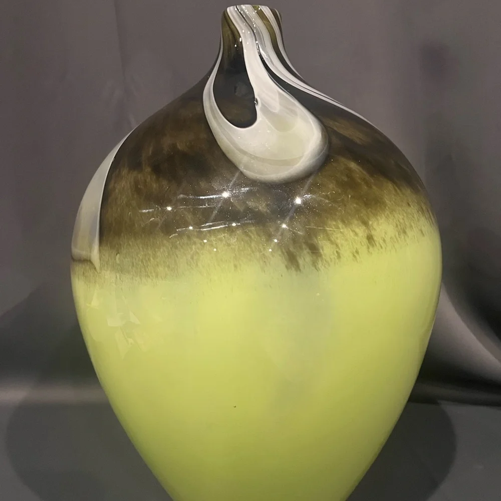 Pier 1 Imports‎ Green Brown Glass Swirl Large Vase